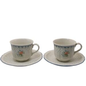 Vintage Villeroy‎ and Boch Teacups and Saucers Romantica Floral Four Piece Set
